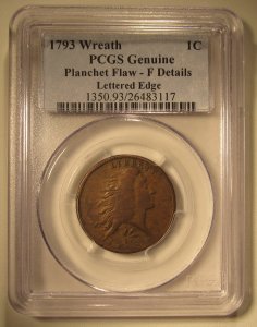 1793 Large Cent Wreath PCGS Fine Details Old US Coin WDEA-16